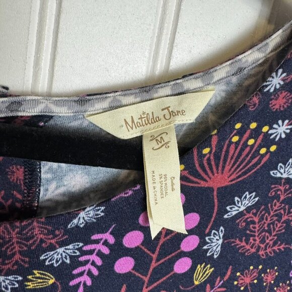 Matilda Jane New Resolution Purple Floral Long Sleeve Knit Dress L22 - Picture 3 of 4